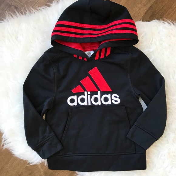 adidas hoodie black red stripes
